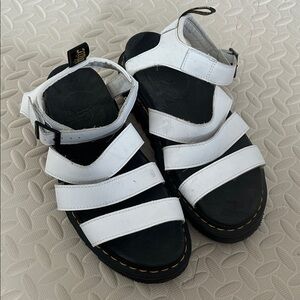 Dr. Martens White and Black Leather Sandals Size 10
